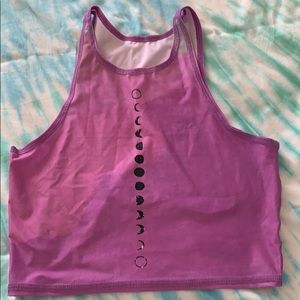 TEEKI pink tie dye phases of the moon yoga top
